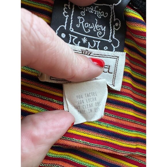 Vintage CYNTHIA ROWLEY x HENRI BENDEL Women's Orange Striped Mini Skirt Size M - Picture 4 of 4